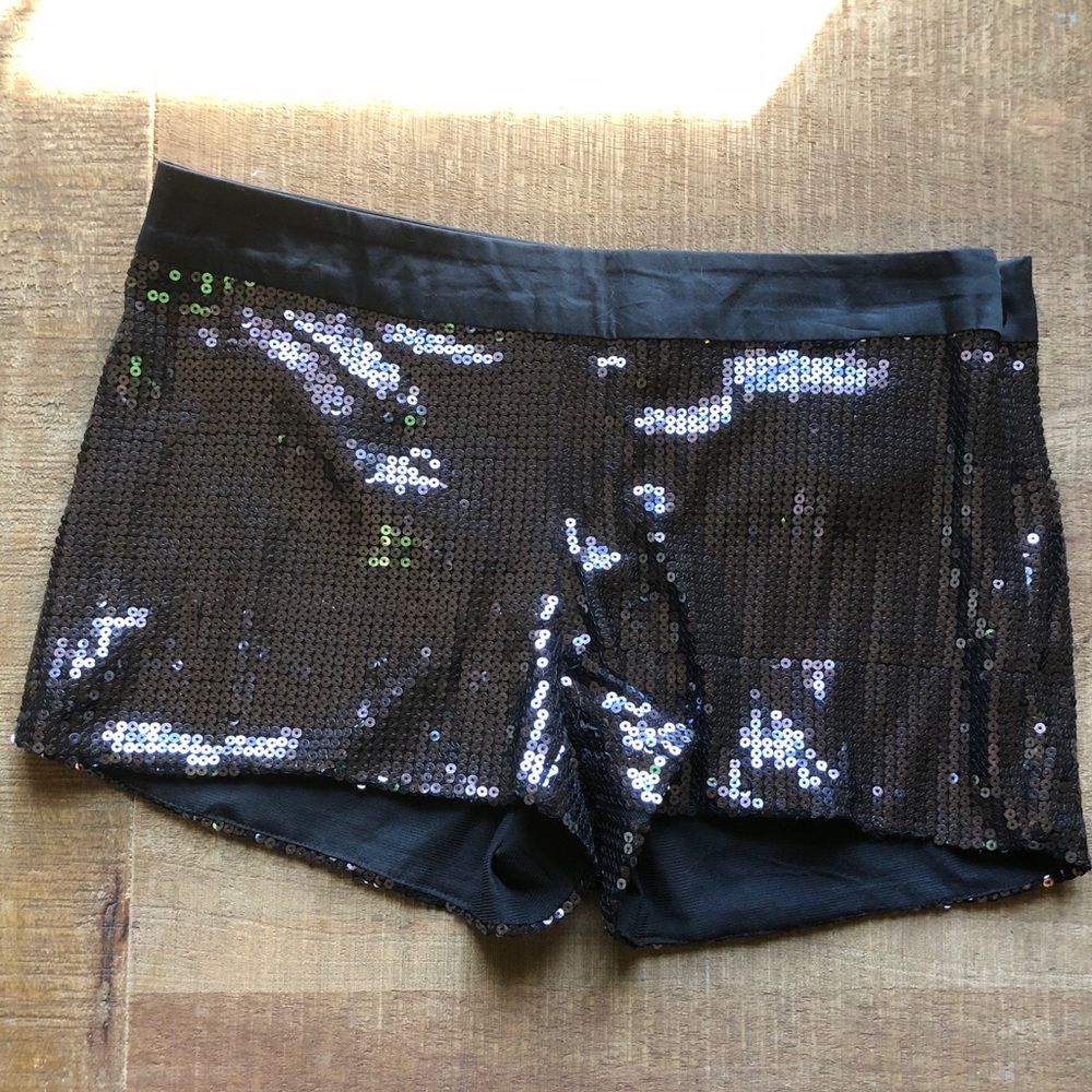 Black sequin shorts